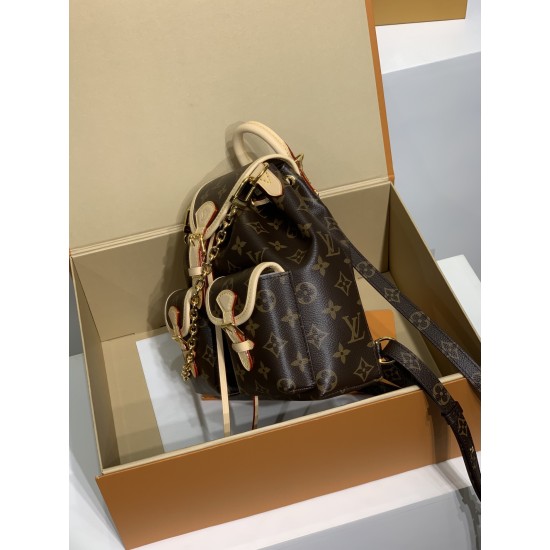 全鋼 M46932 Excursion スモールリュック｜Monogram キャンバス × レザーアクセント、ハイキング雰囲気と実用性兼備の魅力的なバッグ​ 21×23×10cm