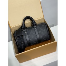 全鋼 M46271G Keepall 25 ハンドバッグ｜Monogram Eclipse Reverse キャンバス × クラシック柄再解釈、安全なファスナー式構造で貴重品を守る​ 25×15×11cm