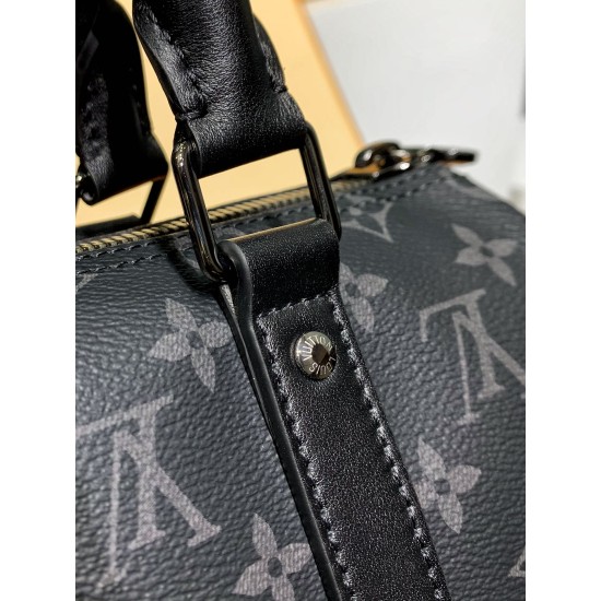 全鋼 M46271G Keepall 25 ハンドバッグ｜Monogram Eclipse Reverse キャンバス × クラシック柄再解釈、安全なファスナー式構造で貴重品を守る​ 25×15×11cm