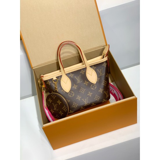 免税特典！M46786G 全鋼製 Neverfull BB ハンドバッグ｜スケールダウンデザイン × テキスタイルバンドとコインケース、コンパクトで実用的な逸品​ 24×14×9cm