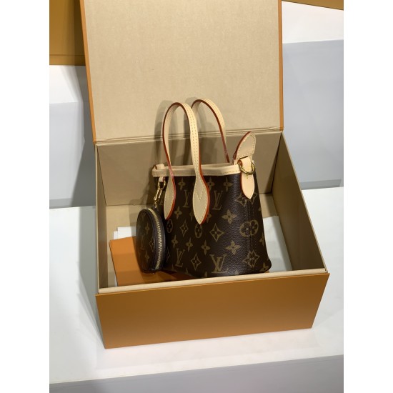 免税特典！M46786G 全鋼製 Neverfull BB ハンドバッグ｜スケールダウンデザイン × テキスタイルバンドとコインケース、コンパクトで実用的な逸品​ 24×14×9cm