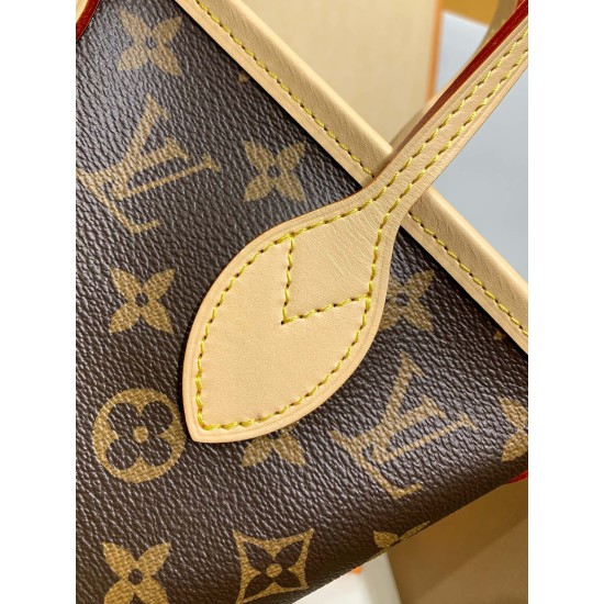 免税特典！M46786G 全鋼製 Neverfull BB ハンドバッグ｜スケールダウンデザイン × テキスタイルバンドとコインケース、コンパクトで実用的な逸品​ 24×14×9cm