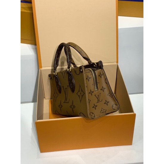 全鋼 M46653G OnTheGo トートバッグ｜Giant Monogram×Monogram Reverse 融合デザイン、着脱コインケースと多様な背負け方で魅力的な逸品​ 25×13×10cm