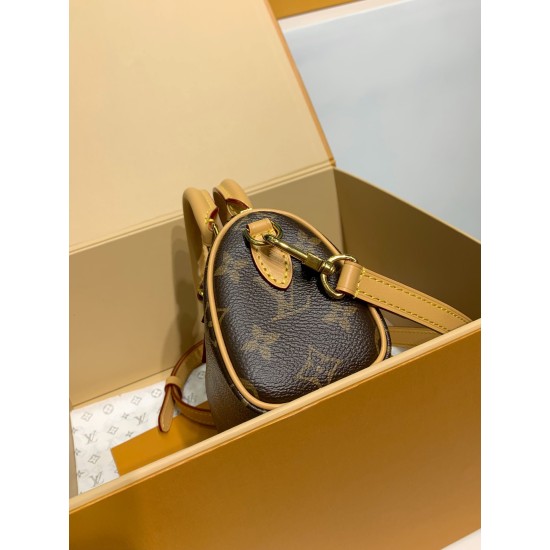 M81085 全鋼免税版 Nano Speedy ハンドバッグ|Speedy ミニ版 ×Monogram キャンバス、多様な背負け方と実用収納でファッションと機能両立 16×10×7.5cm M81085 全鋼免税版 Nano Speedy ハンドバッグ|Speedy ミニ版 ×Monogram キャンバス、多様な背負け方と実用収納でファッションと機能両立 16×10×7.5cm