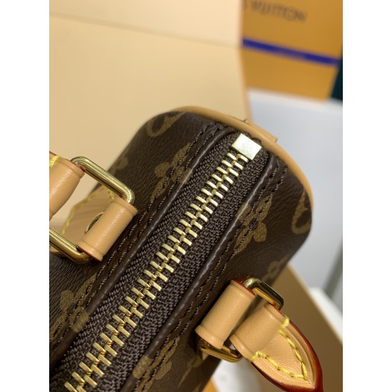 M81085 全鋼免税版 Nano Speedy ハンドバッグ|Speedy ミニ版 ×Monogram キャンバス、多様な背負け方と実用収納でファッションと機能両立 16×10×7.5cm M81085 全鋼免税版 Nano Speedy ハンドバッグ|Speedy ミニ版 ×Monogram キャンバス、多様な背負け方と実用収納でファッションと機能両立 16×10×7.5cm