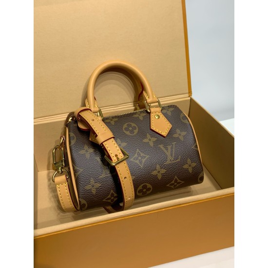 M81085 全鋼免税版 Nano Speedy ハンドバッグ|Speedy ミニチュア ×Monogram キャンバス、多様スタイリングと収納力でクラシックとモダンを兼備 16×10×7.5cm M81085 全鋼免税版 Nano Speedy ハンドバッグ|Speedy ミニチュア ×Monogram キャンバス、多様スタイリングと収納力でクラシックとモダンを兼備 16×10×7.5cm