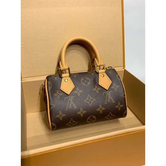 M81085 全鋼免税版 Nano Speedy ハンドバッグ|Speedy ミニチュア ×Monogram キャンバス、多様スタイリングと収納力でクラシックとモダンを兼備 16×10×7.5cm M81085 全鋼免税版 Nano Speedy ハンドバッグ|Speedy ミニチュア ×Monogram キャンバス、多様スタイリングと収納力でクラシックとモダンを兼備 16×10×7.5cm