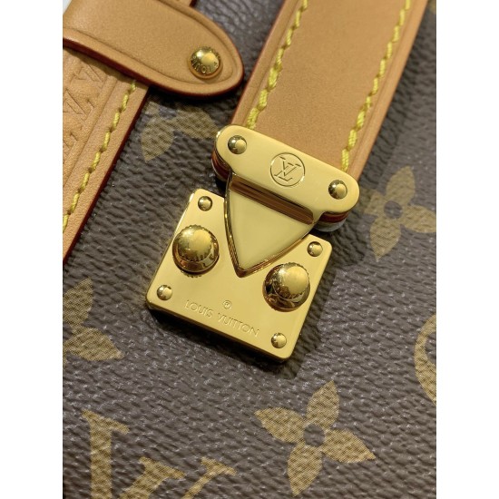 M46358G 全鋼 Side Trunk ミドルサイズハンドバッグ|Monogram キャンバス ×S-lock 錠前、着脱式ハンドルと立体フォルムでヴィンテージとモダンを共存 16×8.5×23.5cm M46358G 全鋼 Side Trunk ミドルサイズハンドバッグ|Monogram キャンバス ×S-lock 錠前、着脱式ハンドルと立体フォルムでヴィンテージとモダンを共存 16×8.5×23.5cm