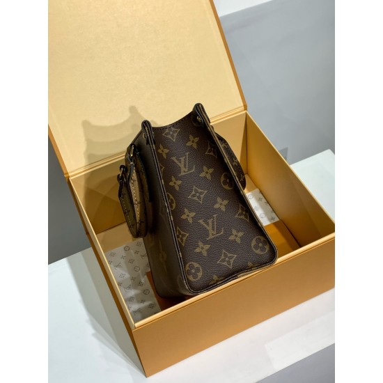 M46373 免税版 OnTheGo スモールハンドバッグ|Monogram×Monogram Reverse×Giant 柄、着脱式小銭入れと多収納でファッションと実用両立 25×19×11.5cm M46373 免税版 OnTheGo スモールハンドバッグ|Monogram×Monogram Reverse×Giant 柄、着脱式小銭入れと多収納でファッションと実用両立 25×19×11.5cm