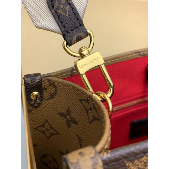 M46373 免税版 OnTheGo スモールハンドバッグ|Monogram×Monogram Reverse×Giant 柄、着脱式小銭入れと多収納でファッションと実用両立 25×19×11.5cm M46373 免税版 OnTheGo スモールハンドバッグ|Monogram×Monogram Reverse×Giant 柄、着脱式小銭入れと多収納でファッションと実用両立 25×19×11.5cm