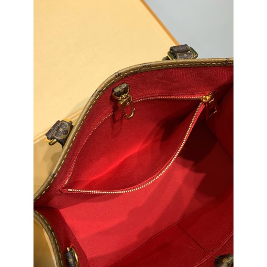 M46373 免税版 OnTheGo スモールハンドバッグ|Monogram×Monogram Reverse×Giant 柄、着脱式小銭入れと多収納でファッションと実用両立 25×19×11.5cm M46373 免税版 OnTheGo スモールハンドバッグ|Monogram×Monogram Reverse×Giant 柄、着脱式小銭入れと多収納でファッションと実用両立 25×19×11.5cm