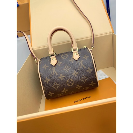 M61252 Nano Speedy ハンドバッグ|Monogram キャンバスで描く究極の女性的な軽量ミニバッグ 16×11×9cm M61252 Nano Speedy ハンドバッグ|Monogram キャンバスで描く究極の女性的な軽量ミニバッグ 16×11×9cm