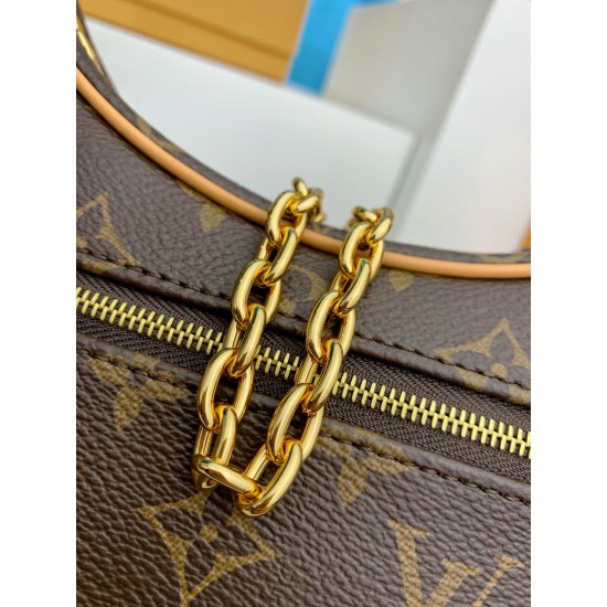 M81098 全鋼 ループ ハーフムーン バッグ|Nicolas Ghesquière の創想で生まれた半月形ファッションアイコン 23×13×16cm M81098 全鋼 ループ ハーフムーン バッグ|Nicolas Ghesquière の創想で生まれた半月形ファッションアイコン 23×13×16cm