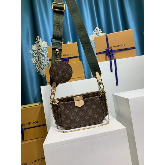 M44813 全鋼 Multi Pochette Accessories ハンドバッグ|Monogram キャンバス 3 点セットで活力と収納性を兼備 23.5×12×5.5cm M44813 全鋼 Multi Pochette Accessories ハンドバッグ|Monogram キャンバス 3 点セットで活力と収納性を兼備 23.5×12×5.5cm