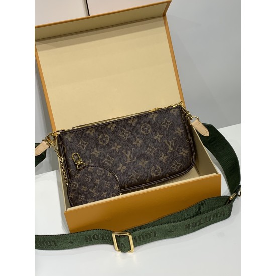 M44813 全鋼 Multi Pochette Accessories ハンドバッグ|Monogram キャンバス 3 点セットで活力と収納性を兼備 23.5×12×5.5cm M44813 全鋼 Multi Pochette Accessories ハンドバッグ|Monogram キャンバス 3 点セットで活力と収納性を兼備 23.5×12×5.5cm