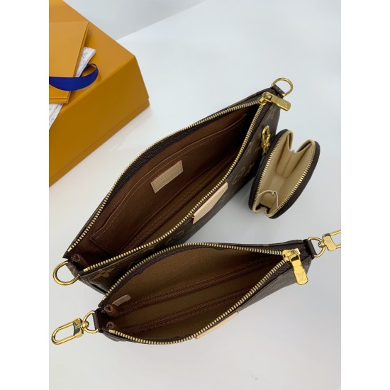 M44813 全鋼 Multi Pochette Accessories ハンドバッグ|Monogram キャンバス 3 点セットで活力と収納性を兼備 23.5×12×5.5cm M44813 全鋼 Multi Pochette Accessories ハンドバッグ|Monogram キャンバス 3 点セットで活力と収納性を兼備 23.5×12×5.5cm