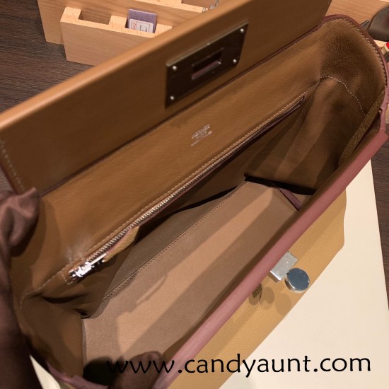 Hermes 29cm kelly 2424 togo & swift 4B/ Biscuit& 3G /Alezan 29cm Silver Hardware Full Handmade Hermes 29cm kelly 2424 togo & swift 4B/ Biscuit& 3G /Alezan 29cm Silver Hardware Full Handmade
