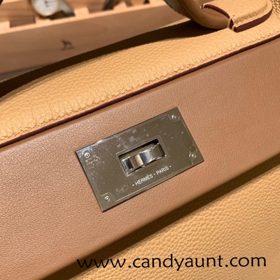Hermes 29cm kelly 2424 togo & swift 4B/ Biscuit& 3G /Alezan 29cm Silver Hardware Full Handmade Hermes 29cm kelly 2424 togo & swift 4B/ Biscuit& 3G /Alezan 29cm Silver Hardware Full Handmade