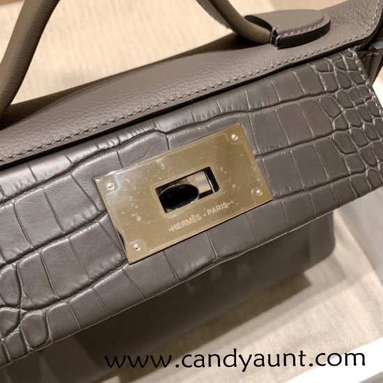 Hermes kelly 2424 Matte Crocodile 8F / Etain Silver Hardware Full Handmade Hermes kelly 2424 Matte Crocodile 8F / Etain Silver Hardware Full Handmade