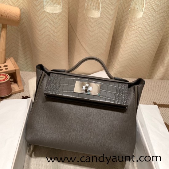 Hermes kelly 2424 Matte Crocodile 8F / Etain Silver Hardware Full Handmade Hermes kelly 2424 Matte Crocodile 8F / Etain Silver Hardware Full Handmade
