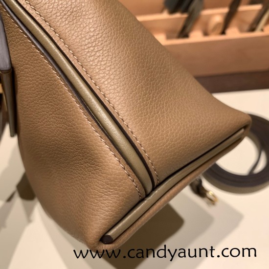 Hermes Mini kelly 2424 21cm D0 /Beige de Weimar& 18 /Étoupe Grey Gold Hardware Full Handmade Hermes Mini kelly 2424 21cm D0 /Beige de Weimar& 18 /Étoupe Grey Gold Hardware Full Handmade