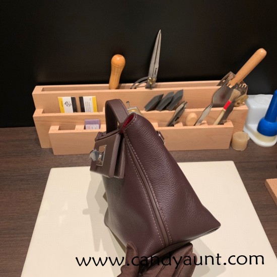 Hermes Mini 21cm kelly 2424 evercolor 0G /Rouge Sellier& Framboise Silver Hardware Full Handmade Hermes Mini 21cm kelly 2424 evercolor 0G /Rouge Sellier& Framboise Silver Hardware Full Handmade
