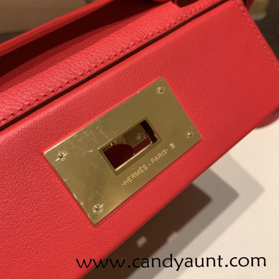 Hermes 21cm Mini kelly 2424 S3/Rouge Cœur evercolor Gold Hardware Full Handmade Hermes 21cm Mini kelly 2424 S3/Rouge Cœur evercolor Gold Hardware Full Handmade
