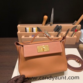 Hermes 21cm Mini kelly 2424 evercolor 37/ Gold Gold Hardware Full Handmade