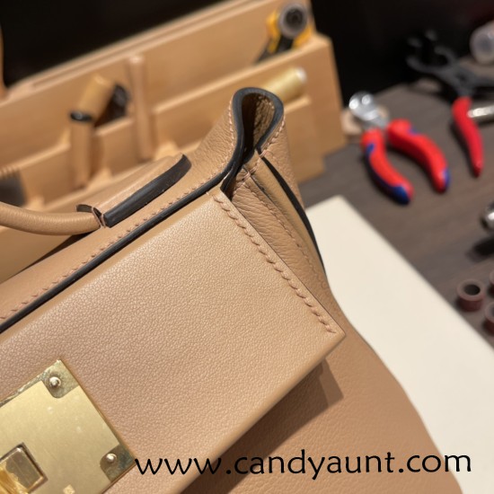 Hermes 21cm Mini kelly 2424 evercolor 0M/Chai Gold Hardware Full Handmade Hermes 21cm Mini kelly 2424 evercolor 0M/Chai Gold Hardware Full Handmade