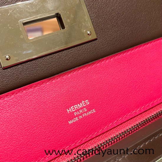 Hermes 21cm Mini kelly 2424 0G /Rouge Sellier& 0D /Rose Mexico Silver Hardware Full Handmade Hermes 21cm Mini kelly 2424 0G /Rouge Sellier& 0D /Rose Mexico Silver Hardware Full Handmade