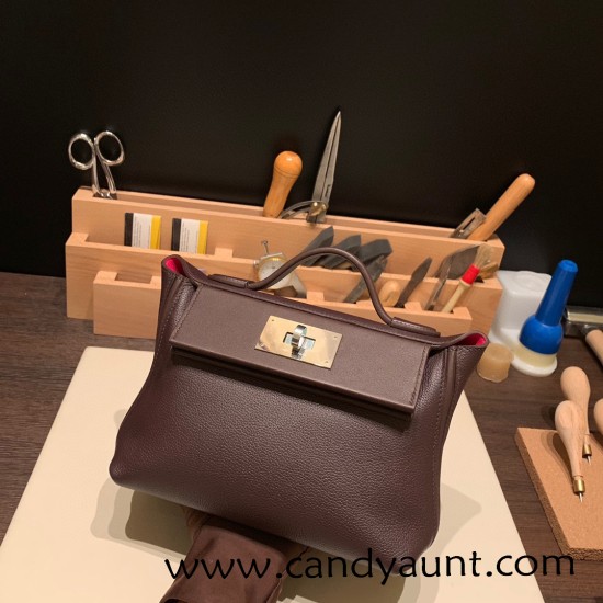 Hermes 21cm Mini kelly 2424 0G /Rouge Sellier& 0D /Rose Mexico Silver Hardware Full Handmade Hermes 21cm Mini kelly 2424 0G /Rouge Sellier& 0D /Rose Mexico Silver Hardware Full Handmade