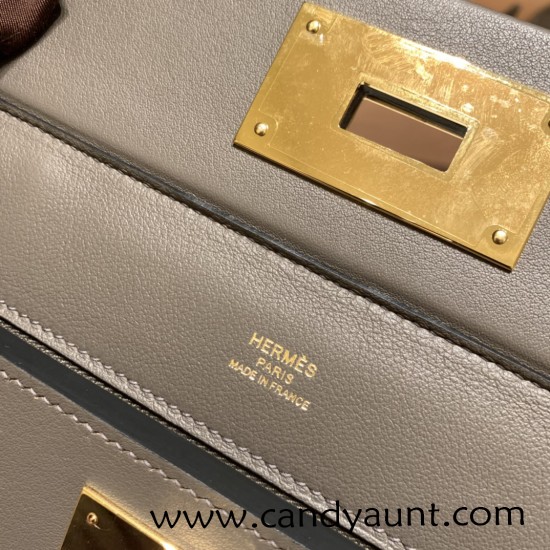 Hermes 21cm Mini kelly 2424 evercolor&swift 8F /Etain Gold Hardware Full Handmade Hermes 21cm Mini kelly 2424 evercolor&swift 8F /Etain Gold Hardware Full Handmade
