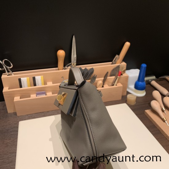 Hermes 21cm Mini kelly 2424 evercolor&swift 8F /Etain Gold Hardware Full Handmade Hermes 21cm Mini kelly 2424 evercolor&swift 8F /Etain Gold Hardware Full Handmade