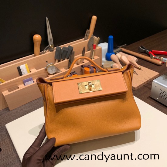 Hermes 21cm Mini kelly 2424 1H /Toffee Gold Hardware Full Handmade Hermes 21cm Mini kelly 2424 1H /Toffee Gold Hardware Full Handmade