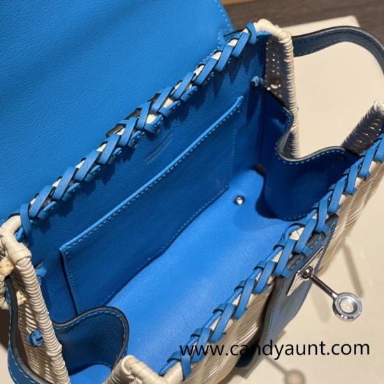 hermes Kelly picnic 0F /Blue Frida Full Handmade hermes Kelly picnic 0F /Blue Frida Full Handmade