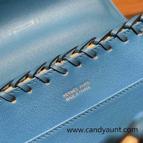 hermes Kelly picnic 0F /Blue Frida Full Handmade hermes Kelly picnic 0F /Blue Frida Full Handmade