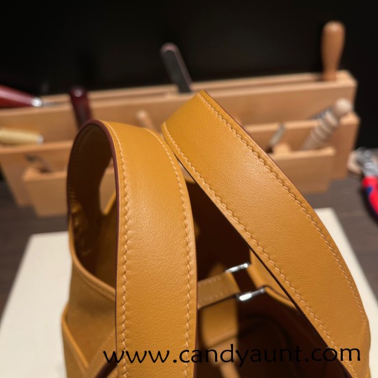 Hermes Picotin Swift & canvas cargo 18cm 2S /Sesame Silver Hardware Hermes Picotin Swift & canvas cargo 18cm 2S /Sesame Silver Hardware