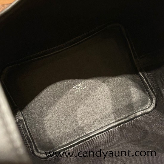 Hermes Picotin Swift & canvas cargo 18cm Swift 89/Black Silver Hardware Hermes Picotin Swift & canvas cargo 18cm Swift 89/Black Silver Hardware