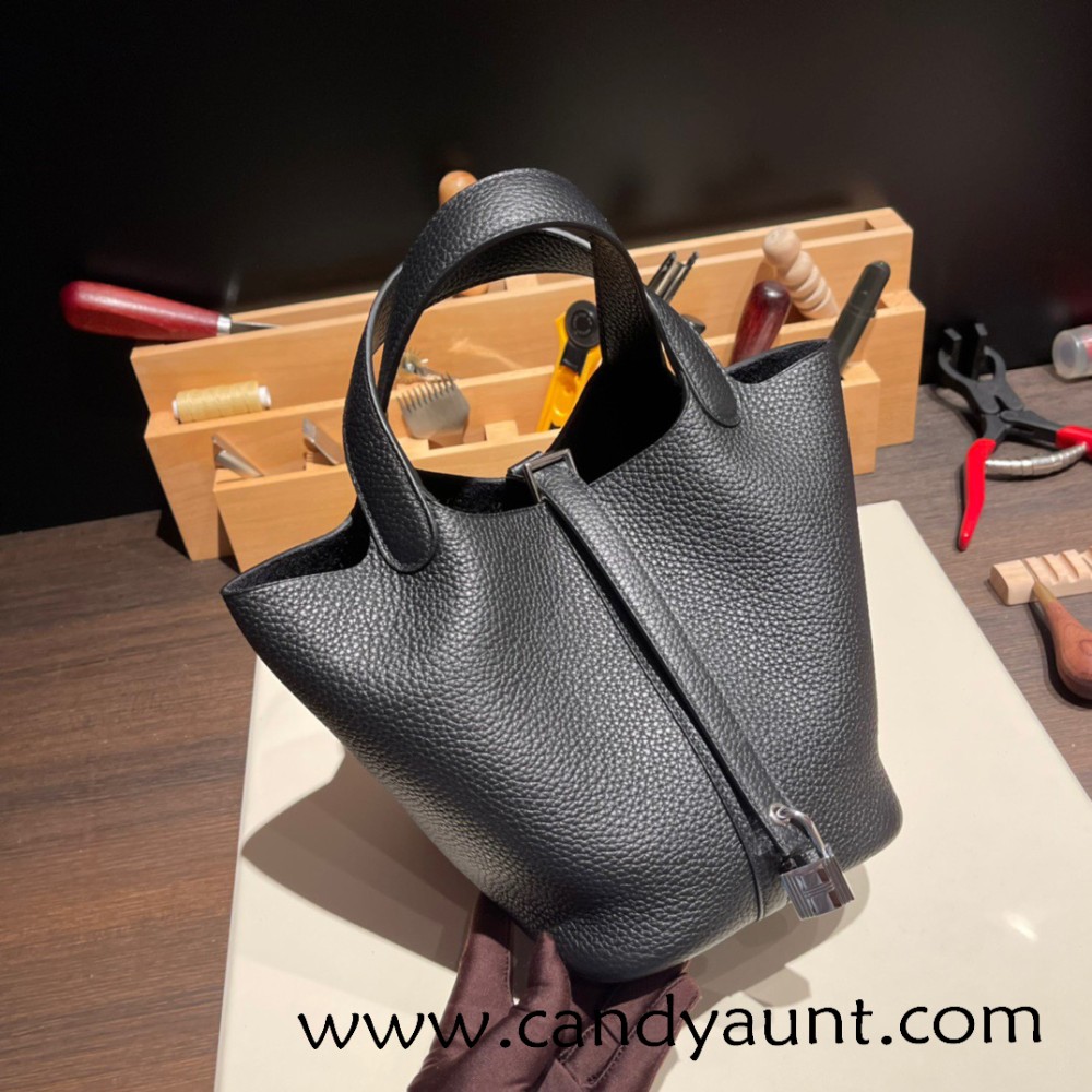 Hermes Picotin cargo Clemence 18cm 89 /Black Gold Hardware