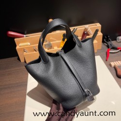 Hermes Picotin cargo Clemence 18cm 89 /Black Gold Hardware