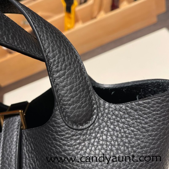 Hermes Picotin cargo Clemence 18cm 89 /Black Gold Hardware Hermes Picotin cargo Clemence 18cm 89 /Black Gold Hardware