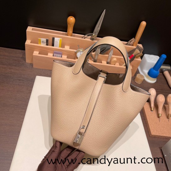 Hermes Picotin cargo Clemence 18cm S2 Trench Silver Hardware Hermes Picotin cargo Clemence 18cm S2 Trench Silver Hardware