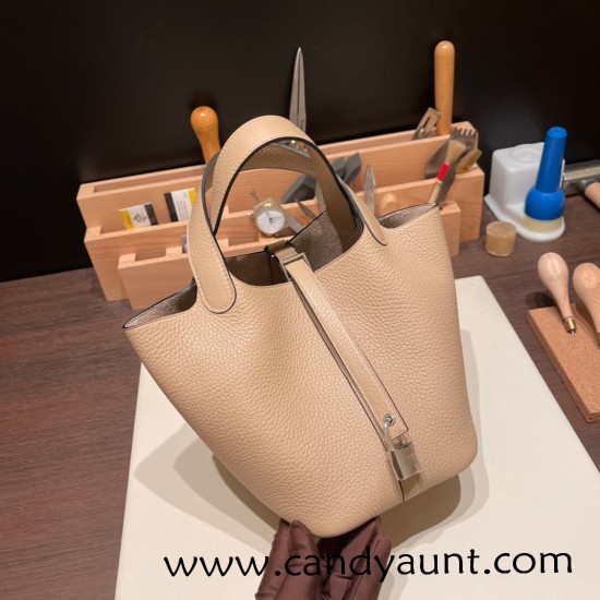 Hermes Picotin cargo Clemence 18cm S2 Trench Silver Hardware Hermes Picotin cargo Clemence 18cm S2 Trench Silver Hardware