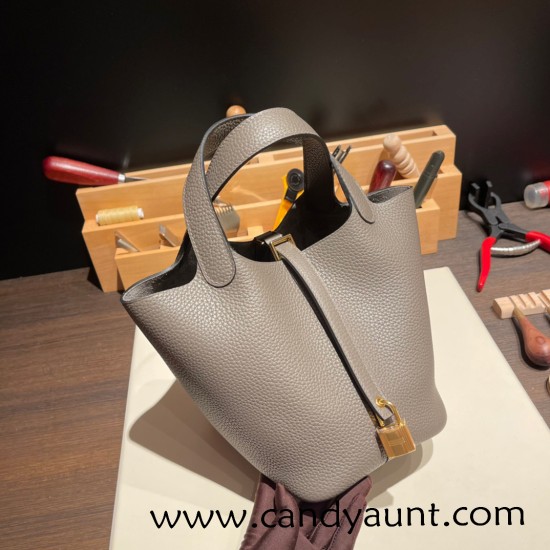 Hermes Picotin cargo Clemence 18cm 8F /Etain Gold Hardware Hermes Picotin cargo Clemence 18cm 8F /Etain Gold Hardware