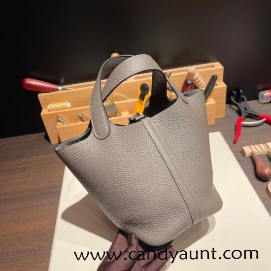 Hermes Picotin cargo Clemence 18cm 8F /Etain Silver Hardware Hermes Picotin cargo Clemence 18cm 8F /Etain Silver Hardware