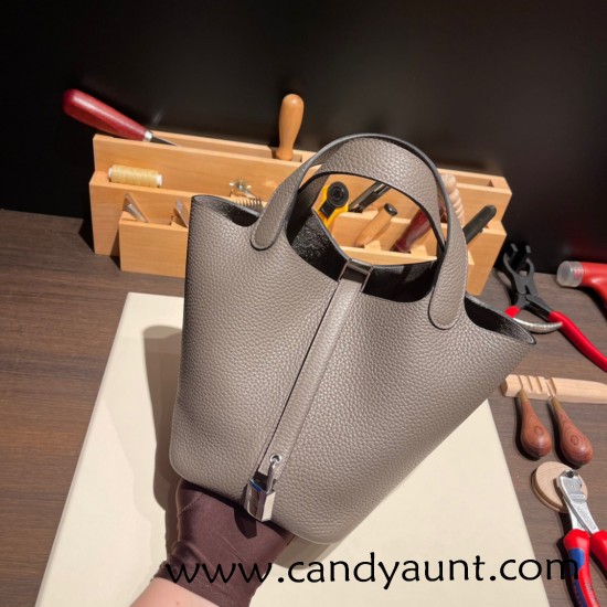 Hermes Picotin cargo Clemence 18cm 8F /Etain Silver Hardware Hermes Picotin cargo Clemence 18cm 8F /Etain Silver Hardware