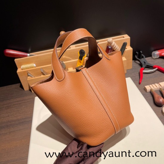 Hermes Picotin Clemence 18cm 37/Gold Silver Hardware Hermes Picotin Clemence 18cm 37/Gold Silver Hardware
