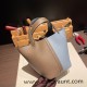 Hermes Picotin Clemence 18cm J7 /Blue Lin& 18/Étoupe Grey Silver Hardware Hermes Picotin Clemence 18cm J7 /Blue Lin& 18/Étoupe Grey Silver Hardware