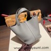 Hermes Picotin Clemence 18cm 0L/ Gris Meyer Silver Hardware