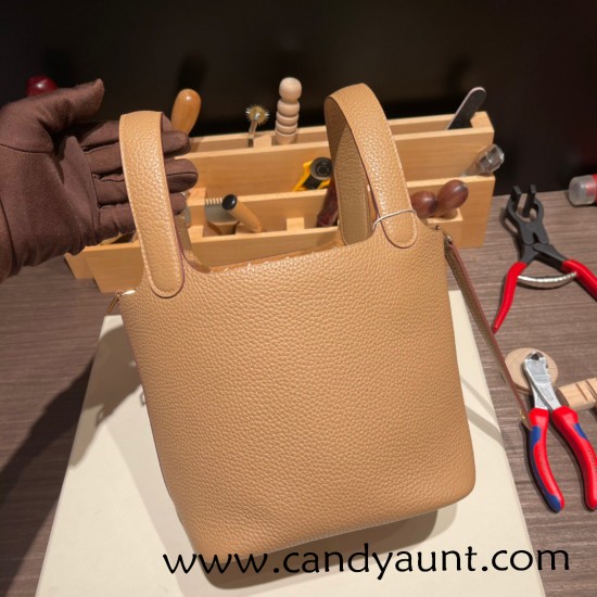 Hermes Picotin Clemence 18cm 0M/Chai Silver Hardware Hermes Picotin Clemence 18cm 0M/Chai Silver Hardware